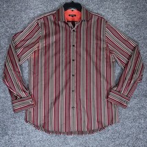 Express Shirt Mens Large Red Modern Fit Long Sleeve Button Up Striped Cu... - £11.97 GBP