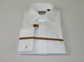 Men 100% Egyptian Cotton Shirt French Cuffs Wrinkle Resistance ENZO 71402 White image 7