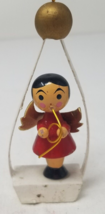 Angel Musical Instrument Christmas Ornament Red Brown 1970s Vintage - £11.88 GBP