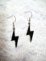 Pewter Lightning Bolt / Lightning Bolts W Black Inlay Pair Of Earrings - £11.18 GBP