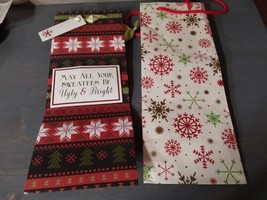 Christmas Wine Bottle Gift Bags 5x13x4 Set of 2 Holiday Presents - $9.50