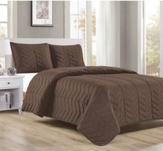 Nohemy Chocolate Color Prewashed Decorative Bedspread Set 3 Pcs King Size - £38.91 GBP