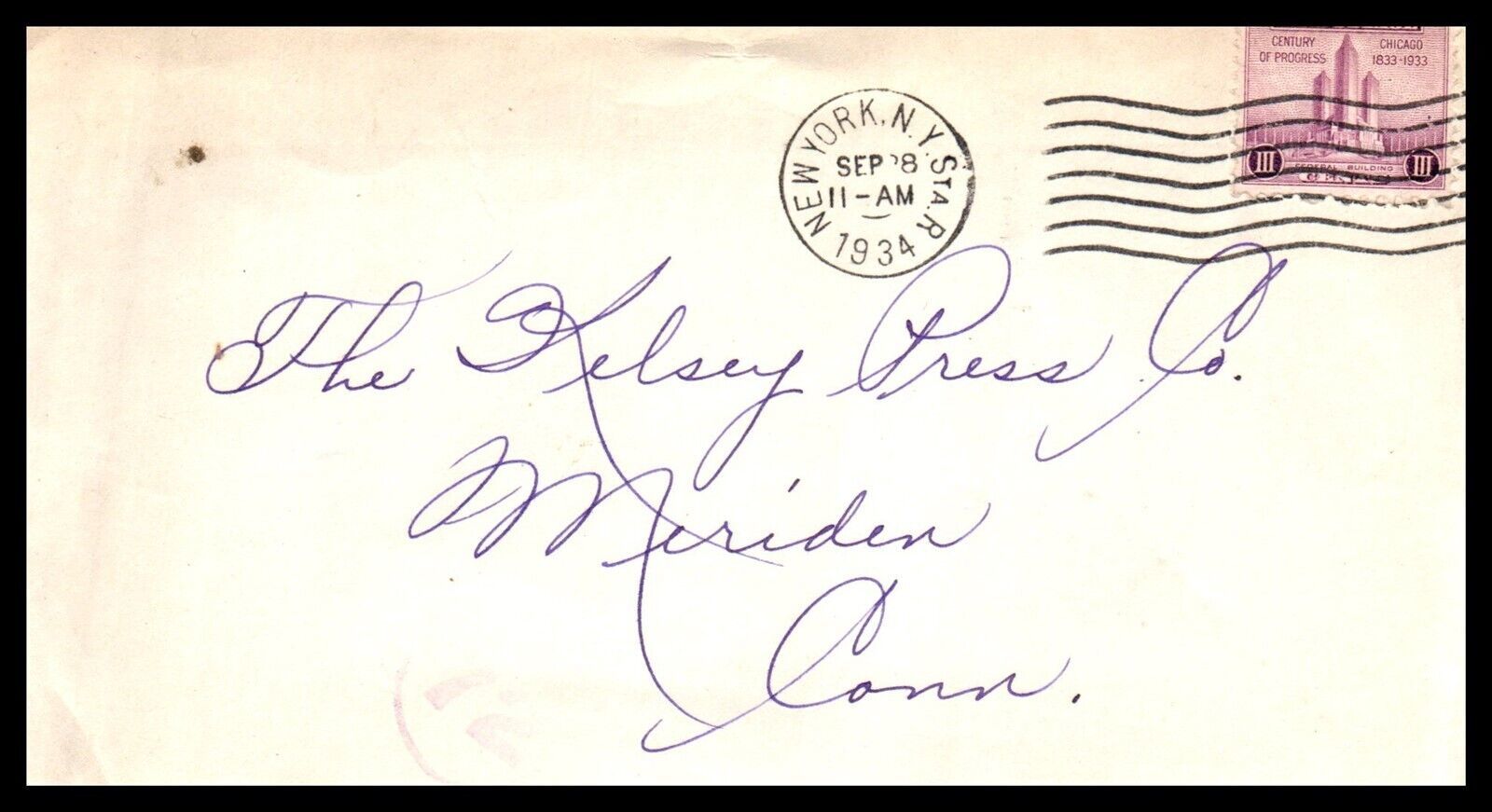 Primary image for 1934 NEW YORK Cover - NYC (Sta R) to Meriden, Connecticut T11