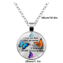 Four Butterflies Silvertone Pendant Necklace - New - £11.78 GBP