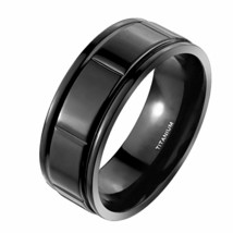 Mens Black Titanium Ring Simple Gothic Casual Anniversary Wedding Band 8mm 9-12 - £15.97 GBP