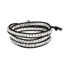 Bohemian Multi Layer Clear Muse Crystal Tribal Beaded Wrap Leather Bracelet - £12.47 GBP