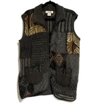 Sandy Starkman Womens L Sweater Vest Patchwork Embroidered Boho Vintage - €24,49 EUR