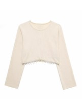 Tangada Women Fashion Beading Crop Sweatshirts Long Sleeve O Neck Loose Pullover - £89.02 GBP