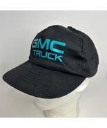 Vintage GMC Truck Hat Cap Snap Back Trucker Black Teal Blue Logo Adjustable - $25.55 CAD