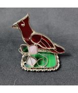Vintage Leaded Stained Slag Glass Red Cardinal Suncatcher Figurine Glass... - $344.86 MXN