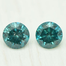 Loose Round Shape Diamond Matched Pair Fancy Blue Color SI2/3 Enhanced 1.18 TCW - £475.61 GBP