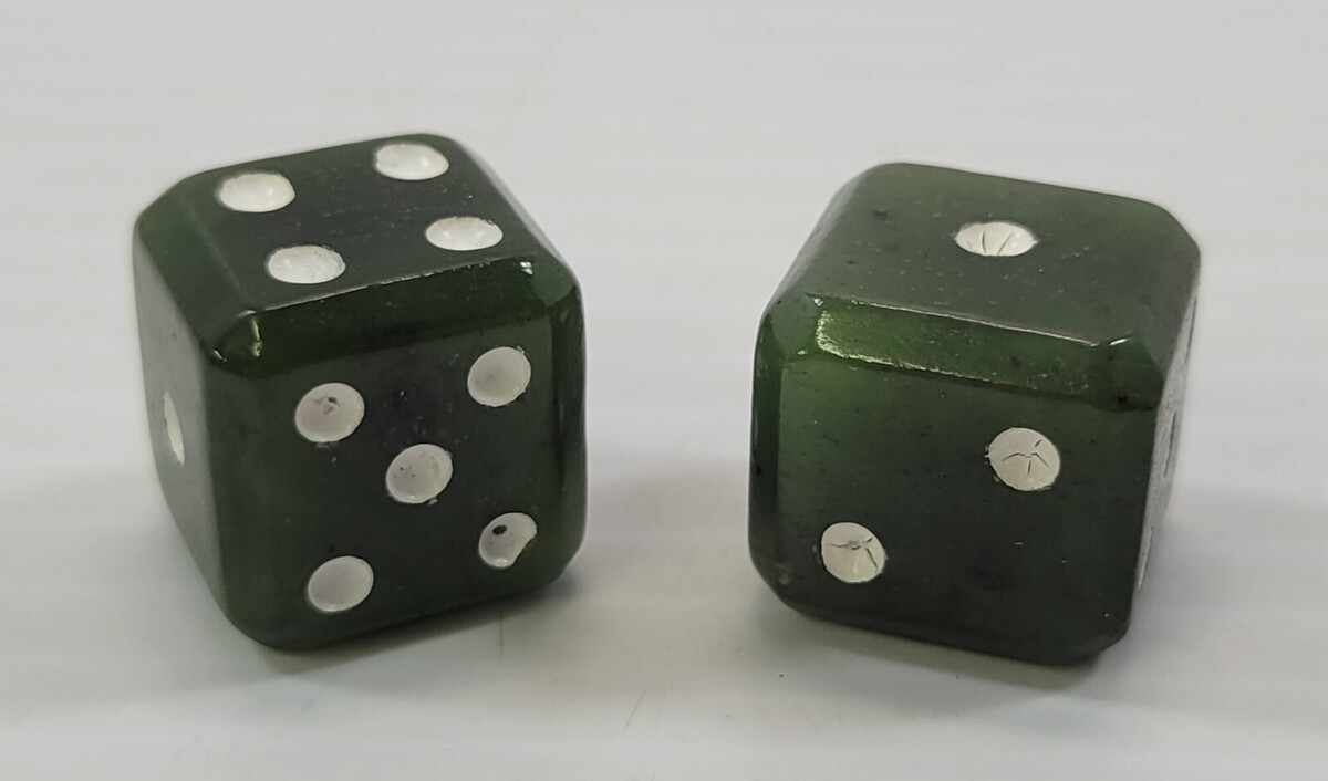 *B3) Set of 2 Canadian Nephrite Jade Green Dice - $59.39