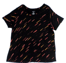 Apt 9 Essentials Women&#39;s T-Shirt 0X Black Print Stretchy - £13.85 GBP