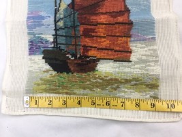 Finished Needlepoint &amp; Crewel Chinese Junk Rig Ocean Vessel Boat Completed - $29.68