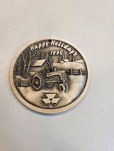 1990 Spec Cast Massey Ferguson Tractor Co Pewter Christmas Ornament Medalion - £20.50 GBP