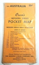 NOS Sealed Vintage 1950s Cram&#39;s Modern Series Pocket Map Australia No 311 - £11.35 GBP
