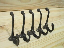 5 RUSTIC COAT HOOKS HAT ENTRY WAY HALL TREE KEYS STORAGE Hardware CAST IRON - $17.99