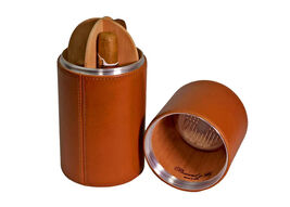 Brizard and Co Desk Humidor Tan  Leather 10-15 ct  Made in USA NIB image 2
