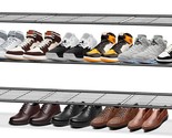 Black 3-Tier Long Shoe Rack For Closet Metal Shoe Organizer For Entryway... - £34.36 GBP