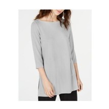 Eileen Fisher Womens S Light Gray 3/4 Sleeve Boat Neck Tunic Top NWT BH25 - £47.73 GBP