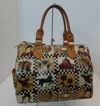 Basket Case Oklahoma City OK Vintage Doctor Style Bag W Leather Trim - £27.69 GBP