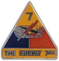 ARMY 7TH ARMORED DIVISION THE LUCKY 7TH  MILITARY PIN - £13.54 GBP