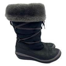 Timberland Fleece Faux Fur Lined Snow Boots Black Leather Tall Womens Si... - £55.38 GBP