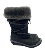 Timberland Fleece Faux Fur Lined Snow Boots Black Leather Tall Womens Si... - £54.50 GBP