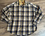 VTG Tommy Hilfiger Shirt Crest Logo Plaid Long Sleeve Yellow Mens Size L... - $24.18