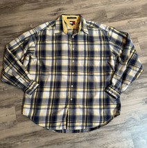 VTG Tommy Hilfiger Shirt Crest Logo Plaid Long Sleeve Yellow Mens Size Large - £18.99 GBP