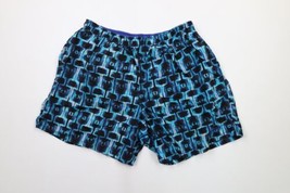 Vintage 90s Speedo Mens Large Spell Out Abstract Lined Shorts Swim Trunks Blue - £31.61 GBP