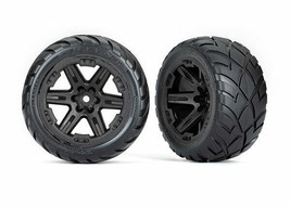 Traxxas 6775 Tires &amp; wheels black Anaconda 2WD electric front 4wd f&amp;r - £37.73 GBP