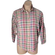 Angelique Button Up Collared Shirt ~ Sz XL ~ Pink &amp; Green ~ Long Sleeve - £17.91 GBP