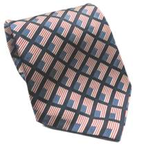 Stonehenge American Flag Print Patriotic Red White Blue Silk Necktie - £16.61 GBP