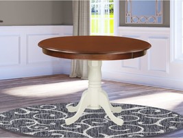 With A Mahogany Round Tabletop And A 42 X 29.5-Linen White, Century Modern. - £198.26 GBP