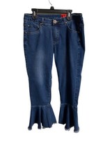 V Christina Jeans Womens Size 6 Blue Flounce Frayed Hem Denim Festival P... - £10.51 GBP