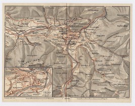 1910 Original Antique City Map Of Bad Ischl / Vicinity Of Bad Ischl / Austria - £16.88 GBP