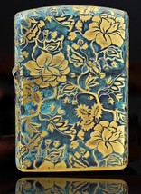 Beautiful Rare Multisided Bronze Armor Peony Flower Zippo - $2,633.62 MXN