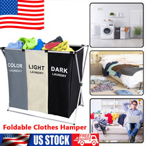 Laundry Basket Storage Large Foldable Clothes Hamper Bag W/ Handle Washi... - £37.20 GBP