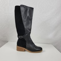 Lucky Brand Timinii Womens Riding Boots Size 10 Black Leather Suede Knee-High - £56.78 GBP