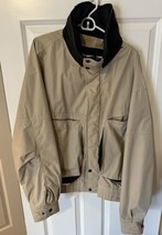 Jacket Zero Proof Vintage Field Jacket Tan &amp; Black Deep Pockets  Elastic Hem Zip - £26.12 GBP