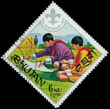 1971 BHUTAN Stamp - 60th Anniversary Boy Scouts, 6Nu &quot;A&quot; G29 - £1.19 GBP