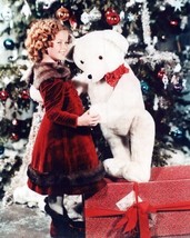 Shirley Temple poses by Christmas tree with white teddy bear 24x36 inch poster - £23.79 GBP