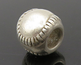 925 Sterling Silver - Vintage Petite Round Baseball Bead Pendant - PT11814 - £23.19 GBP
