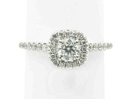 0.73ct tw Natural Diamond Halo Engagement Band Ring 10k White Gold Size 5.5 - £798.40 GBP
