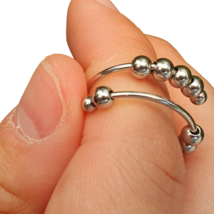 Anxiety Fidget Ring 10 Ball  Spinner Worry Beads Adjustable Open Finger Tip Ring - £4.92 GBP