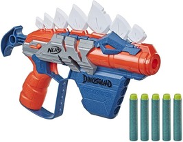 NERF DinoSquad Stegosmash Dart Blaster, 4-Dart Storage, Pull-Back Primin... - £18.19 GBP