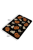 Black Halloween Pumpkin Ghost Print Door Ground Mat - $6.55
