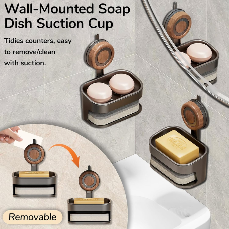 Non-Slip Vacuum Lock Suction Cup Soap Dish for Shower Detachable Easy Clean 2-In Item image 2