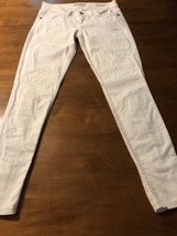 Guess Womens Jeans Stretch Power Ultra Skinny White Patched Zip Leg Size 26 X 30 - $28.71